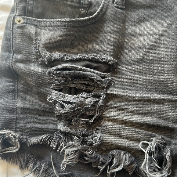 Express Black/Dark Gray Ripped Distressed Shorts - Picture 2 of 4